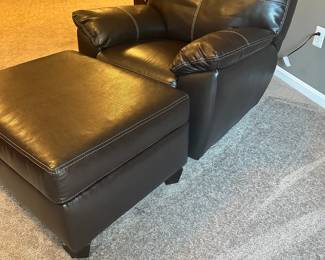 LEATHER ROCKER RECLINER & OTTOMAN