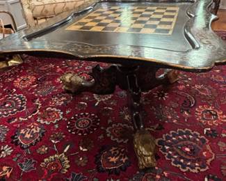 Pedestal Base Italian Hand Painted and Inlaid Cocktail Table