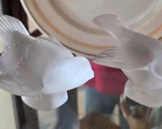Lilique Crystal Sparrow Figurines