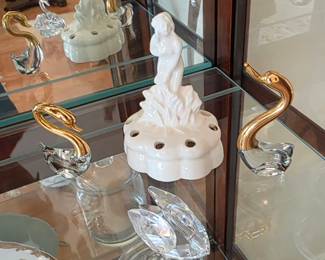Lady Flower Frog and Glass Swans