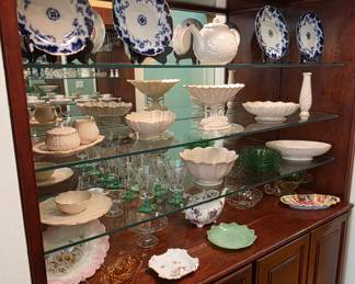 Flow Blue Plates , Lenox Collection, Green Depression Glass, & RS Prusia
