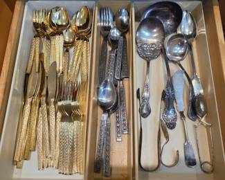 Gold Stainless Flatware "Tracadero" and And Assorted Stainless