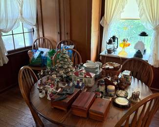 Wooden table with inserts and 4 chairs