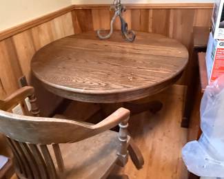 Oak table and chair