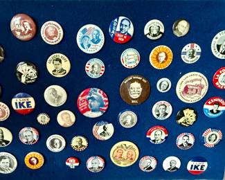 Vintage political buttons and pins 