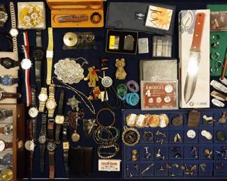 watches, jewelry, pocket knives