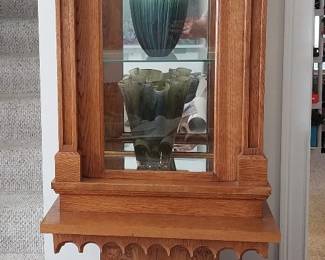 iron scuplture, Red Star copper fire extinguisher, Church Ambry, glass front cabinet
