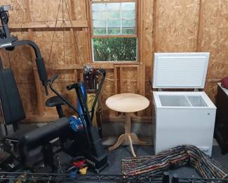 Impex Powerhouse gym, exercise bike, kettle bells, 5cu chest freezer, bath vanity