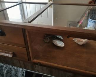 Antique Country Store Oak Showcase