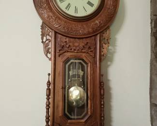 Antique Oak American Regulator Wall Clock
