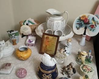 Music Boxes & Antique Pitcher & Bowl Set