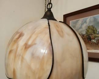Slag Glass Hanging Light