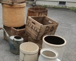 Country Store Wooden Crates & Crocks 