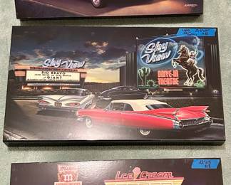 (3) 1950s car art measurements and price on each in picture