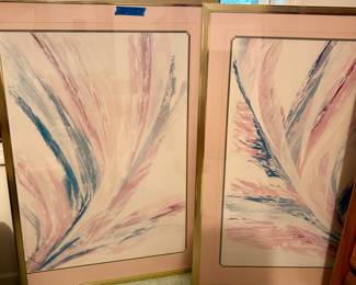 (2) pc 80’s Art (28”w x41”h)metal framed & matted. $70 for set