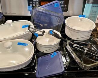 Pyrex covered caserole dishes. Prices marked on ea in photo
