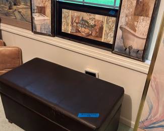 Full leather storage bench 32”w x 17dx17”h $45