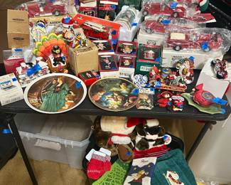 Christmas decor & Firemans ornaments priced in photo. 