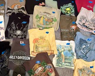Destination/vacation T-shirts prices marked on each in picture