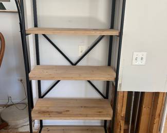 Metal back & sides solid wood bookshelf 30”w x 17”d x 60.5”h $95