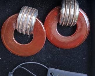 14k and sterling Carnelian earrings 