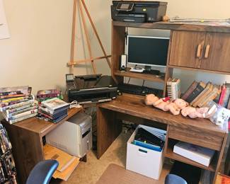 Computer desk with 2 Epson printers and Dell computer