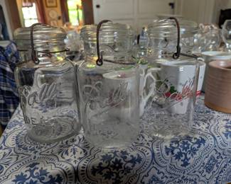Many mason jars from early 1900s