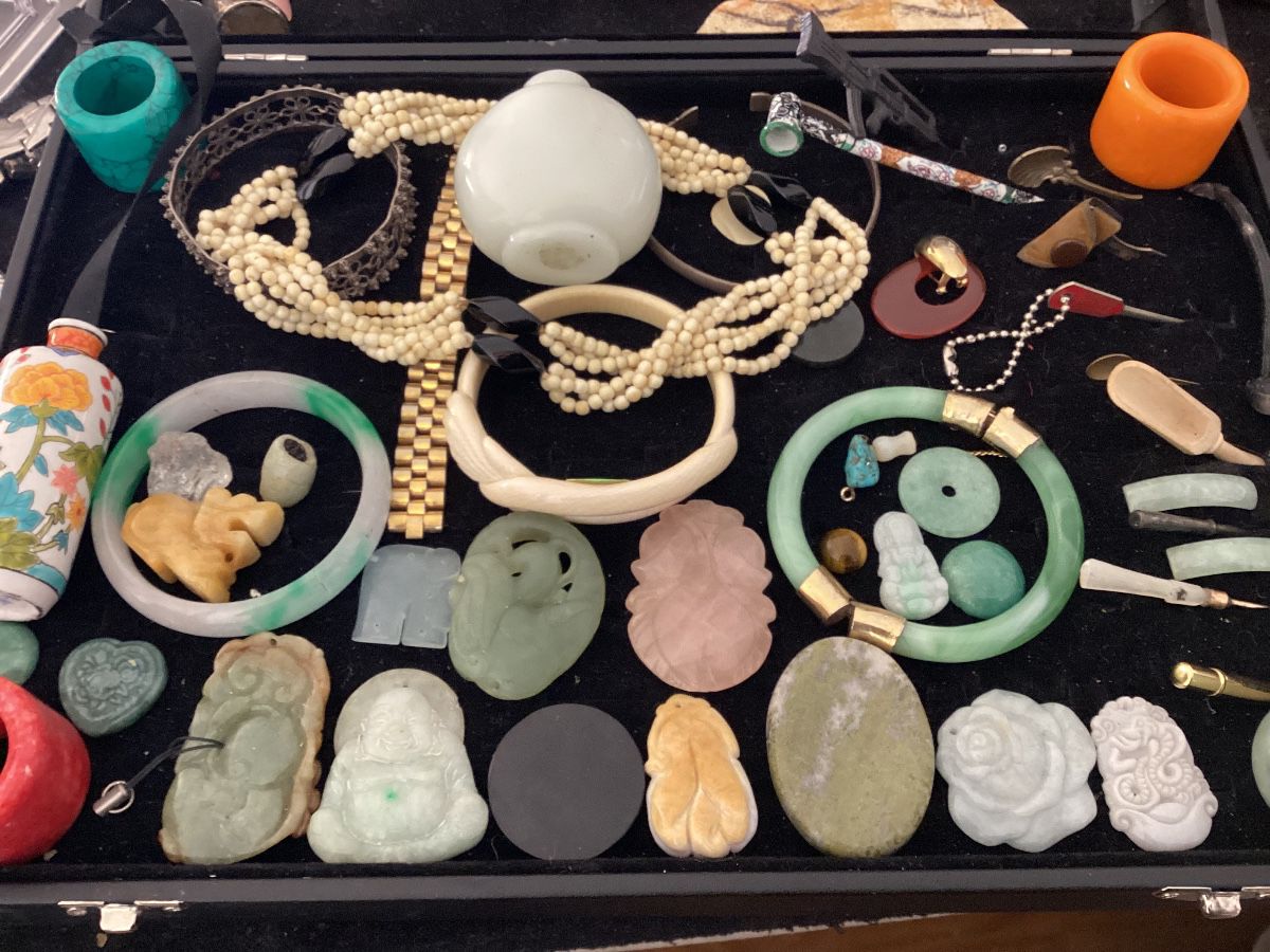 Jake medallion bangle bracelet necklace J disc J statue Jade earring and plenty more
