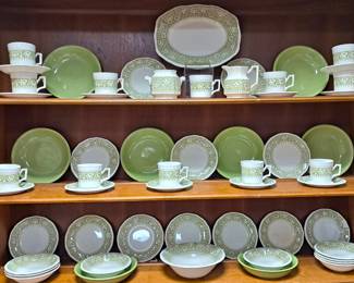 3 SHELVES ASSORTED CHINA LOT KENSINGTON IRONSTONE