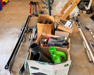 skies, lawn tools