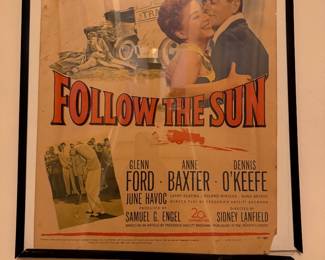 #35 Follow the Sun 1951 Movie Poster 17x14 $75.00