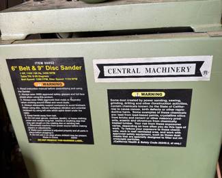 #1 Central Machinery 6" Belt & 9" disk sander #06852 $75.00