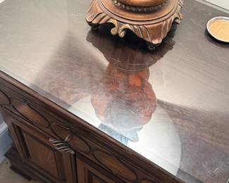 #22 Sumpter Cabinet Co. Side Table 24x17x24 $45.00 with glass top