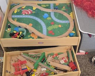 Train table with drawer