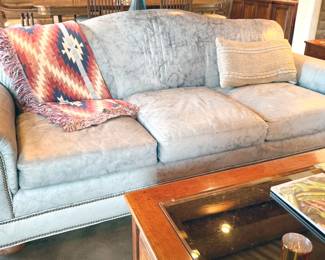 Leather sofa + throw blanket by Bob Timberlake