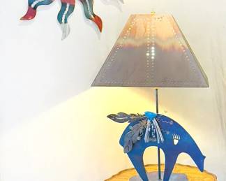 Desert Edge Metalworks horse + bear lamps