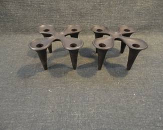 MCM Cast Iron Denmark Clover Candlesticks