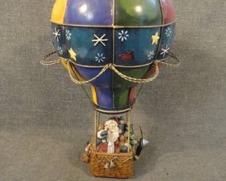 Vintage Metal Balloon Santa Music Box