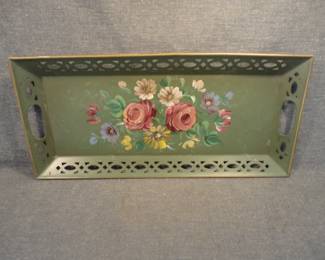 Vintage Toleware Hand Painted Tray