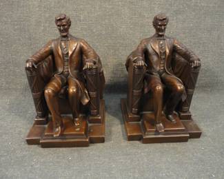 Vintage Bronze Abraham Lincoln Memorial Bookends