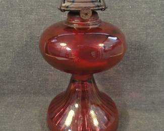 Antique Cranberry Oil Lamp