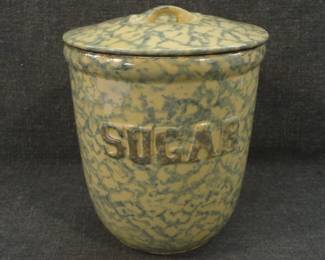 Blue & Yellow Sponge Ware Sugar Canister
