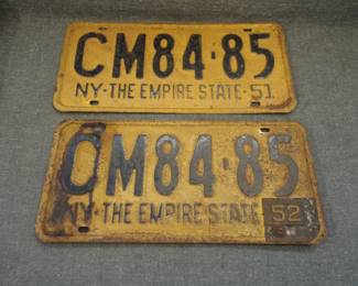 1951-1952 NYS License Plates