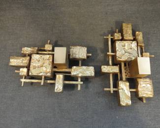 Pair Syroco Brutalist Wall Candleholders