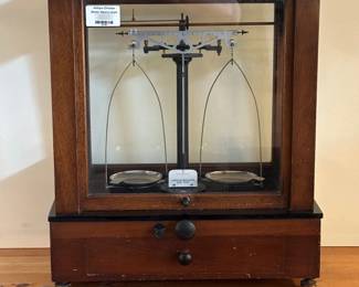 Closer view of the antique Christian Becker analytical balance scale (see one in the Smithsonian National Museum of American History!)
