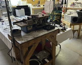 Closer view of the stone cutting saw and polishing bench. Saw made by Star Diamond Industries, Inc.