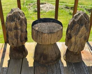 (3) Wooden Mushrooms