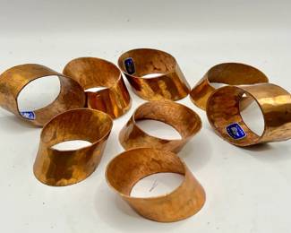 (8) Hammered Copper Napkin Rings — Vintage