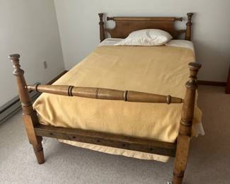 Twin Wooden Bed Frame with Wooden Slats, Headboard and Footboard