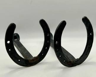 (2) Rustic Handcrafted Horseshoe Bookends or Wall Hooks
